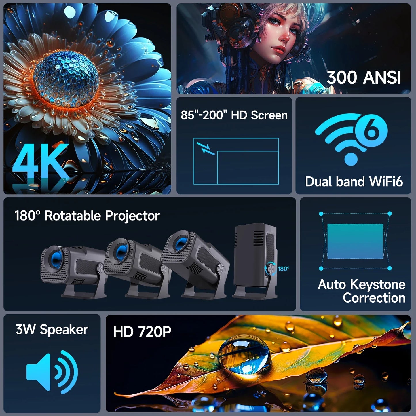 Ultra-Compact 4K Mini Projector